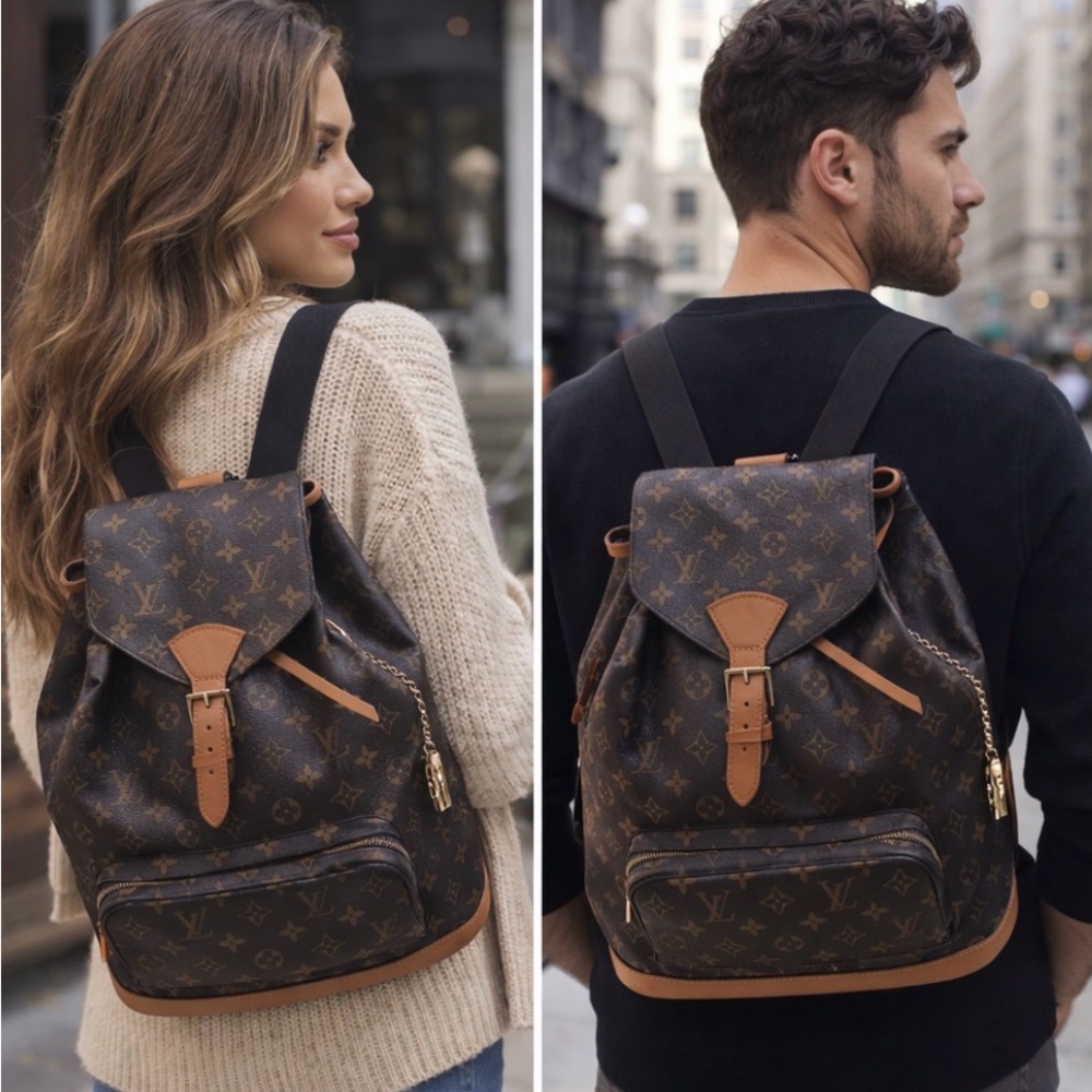 LOUIS VUITTON UNISEX BACK-PAC W/ADJUSTABLE SHOULDER STRAPS & OUTSIDE ZIP STORAGE - Picture 2 of 16